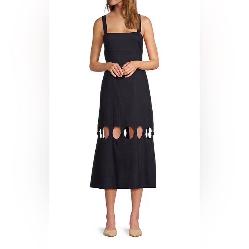 Antonio Melani Amalia Linen Blend Square Neck Sleeveless Midi Dress